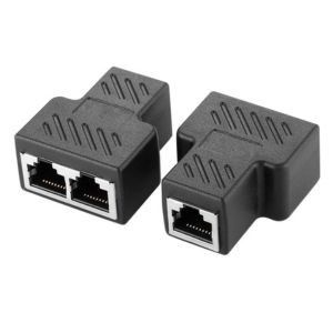 Lan Splitter 1 Female to 2 Female Network Connector (2 Pcs - Black)