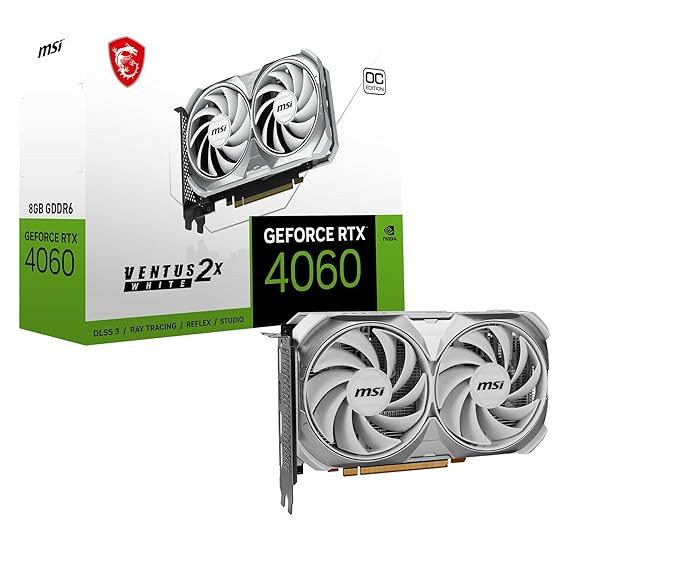 MSI GeForce RTX 4060 Ventus 2X OC 8GB Graphics Card (White)